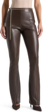 Manière De Voir Ninon Leather Fit And Flare Leggings With Chain