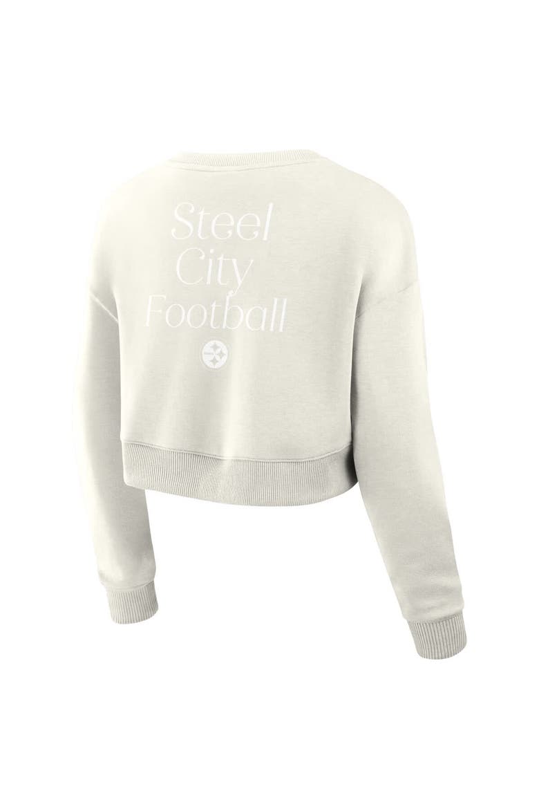 Women's Fanatics Cream Pittsburgh Steelers Studio Tri-Blend Cropped Pullover Sweatshirt, Alternate, color, Cream