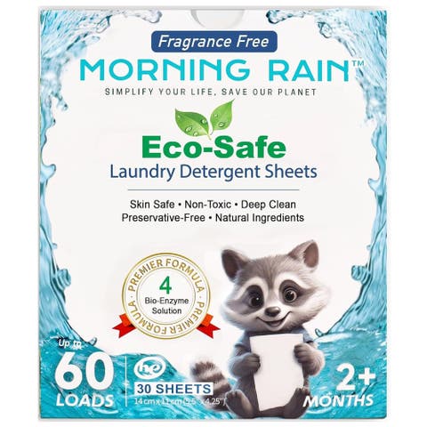 Eco Safe Laundry Detergent Sheets Unscented, 30 Sheets, 60 Loads