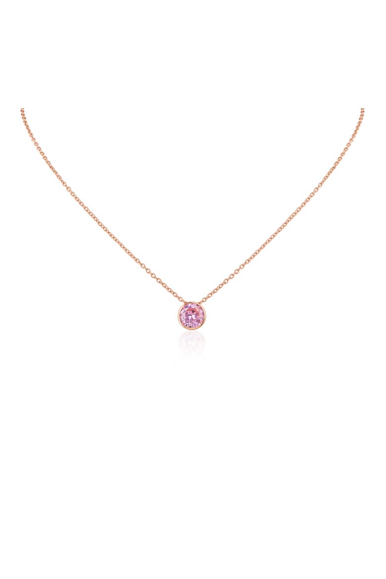 16-Inch Bezel Cubic Zirconia Pendant Necklace, Main, color, PINK TOURMALINE/ ROSE GOLD