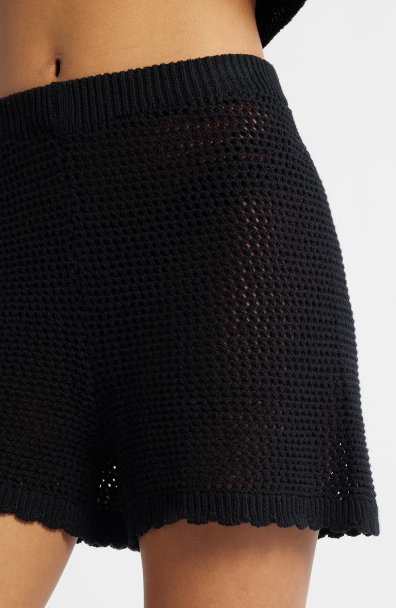 BP. Open Stitch Coverup Shorts, Alternate, color, Black