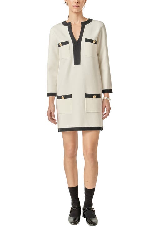 Contrast Detail Mini Sweater Dress