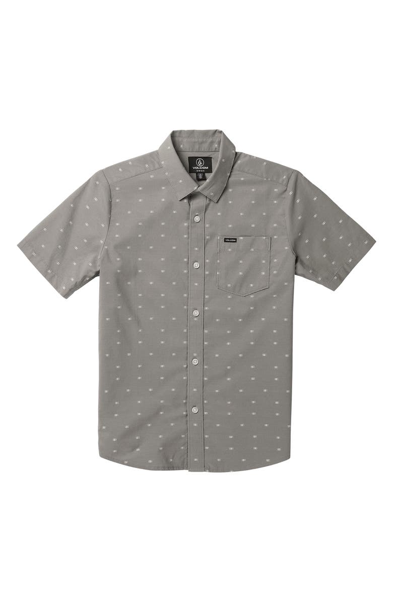 Volcom Kids' Crownstone Short Sleeve Button-Up Shirt, Main, color, 