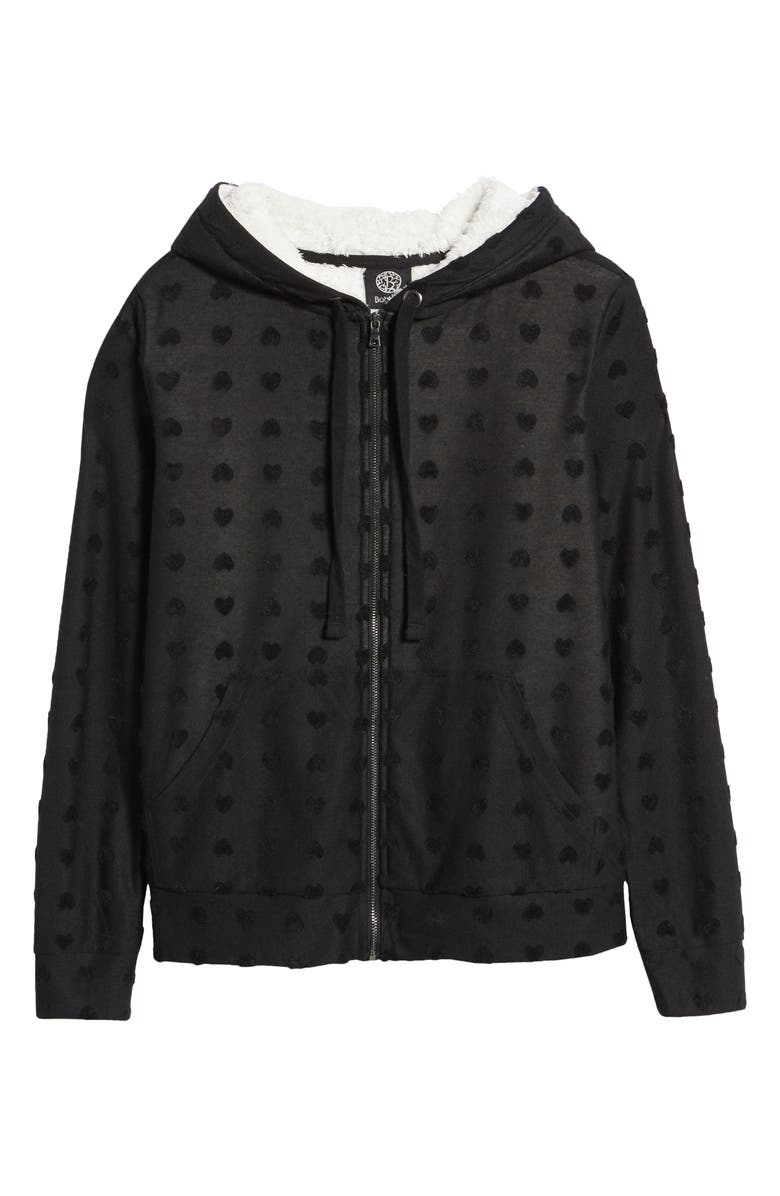 Bobeau Flocked Zip Hoodie, Alternate, color,