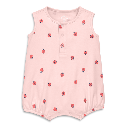 Primary Baby Organic Henley Tank Shortie In Baby Bugs In Light Blossom Ladybugs