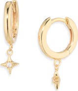 Astrid & Miyu Cosmic Star Charm Cubic Zirconia Huggie Hoop Earrings