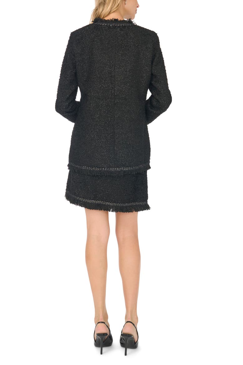 Fringe Trim Crewneck Jacket, Alternate, color, RICH BLACK