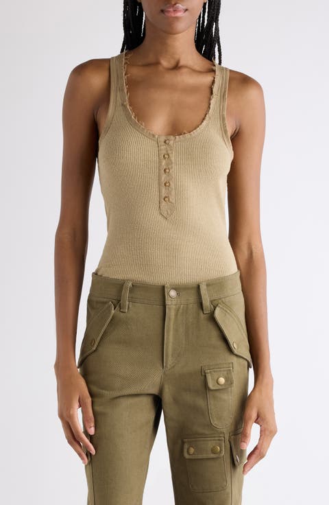 Helma Raw Edge Silk Jersey Henley Tank