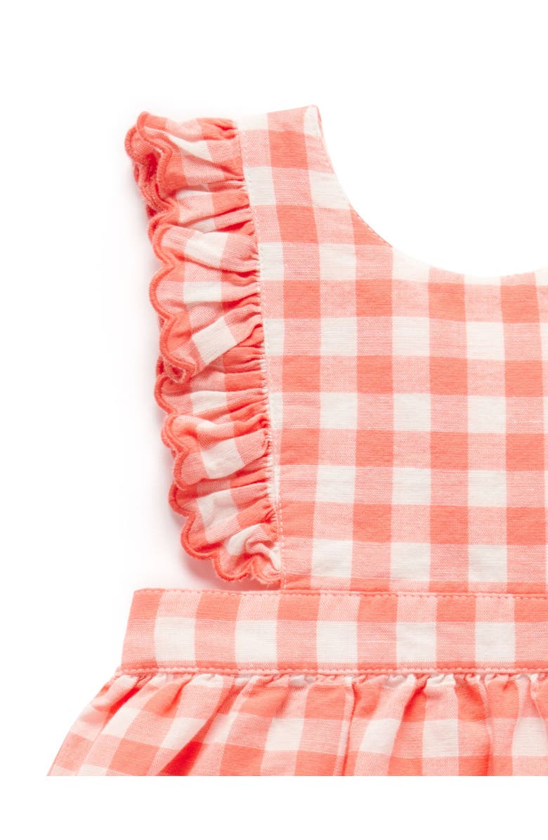 Purebaby Gingham Pinnie Dress, Alternate, color, Coral Gingham