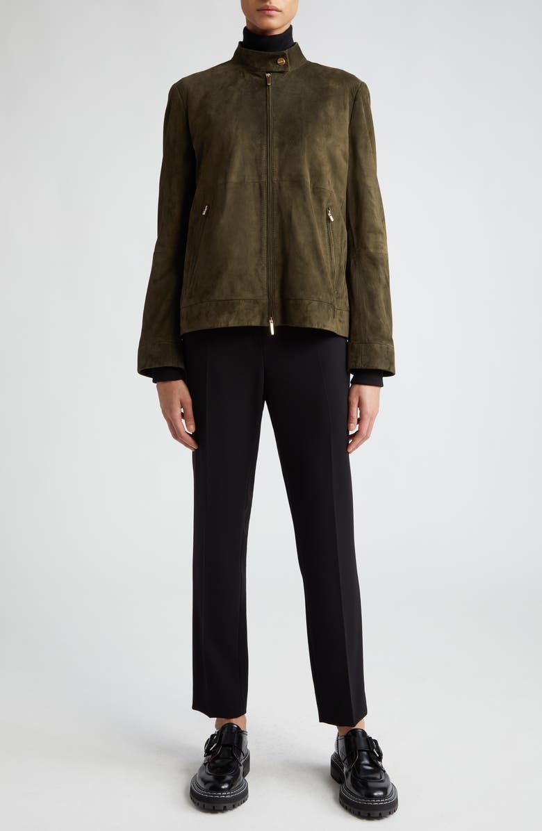 Max Mara Jene Suede Biker Jacket, Alternate, color, 