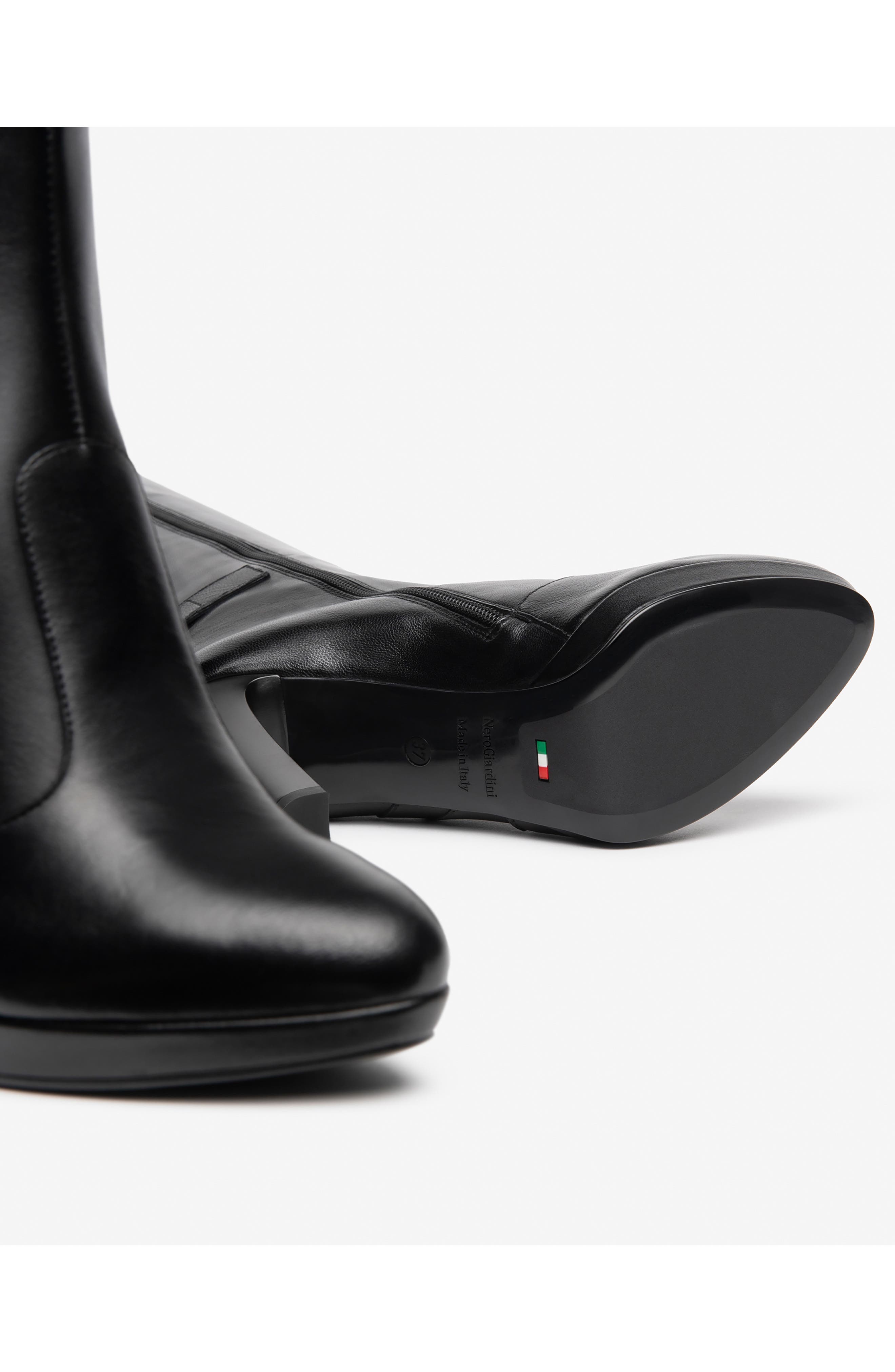 Studded Platform Tall Boot, Alternate, color, BLACK