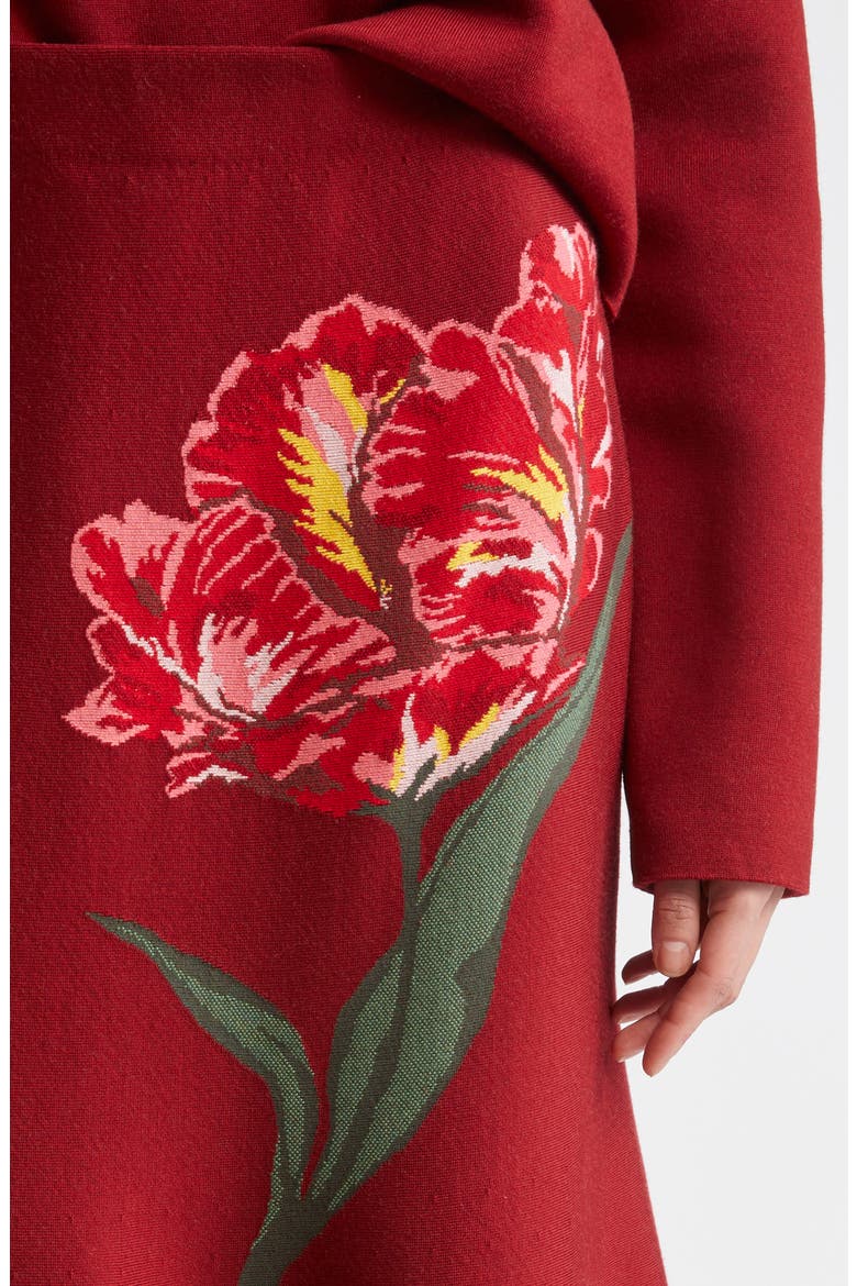 Floral Jacquard Flared Skirt, Alternate, color, GARNET MULTI