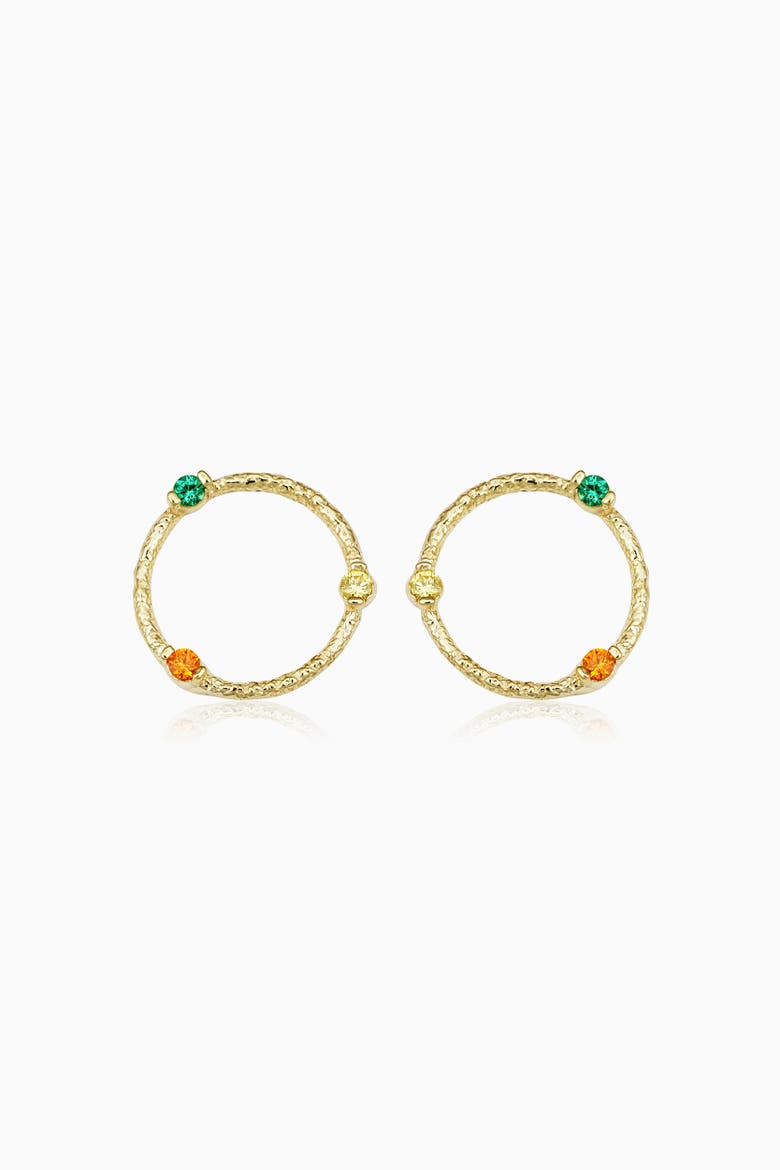 14K Yellow Gold Multistone Circus Studs, Alternate, color, Yellow Gold