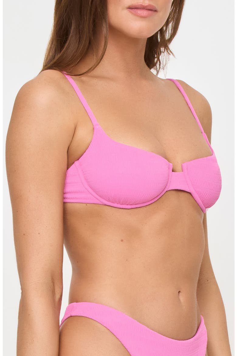 Belle Underwire Pucker Textured Bikini Top, Alternate, color, HOTTEST PINK