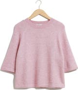 & Other Stories Mélange Alpaca Blend Three Quarter Sleeve Sweater
