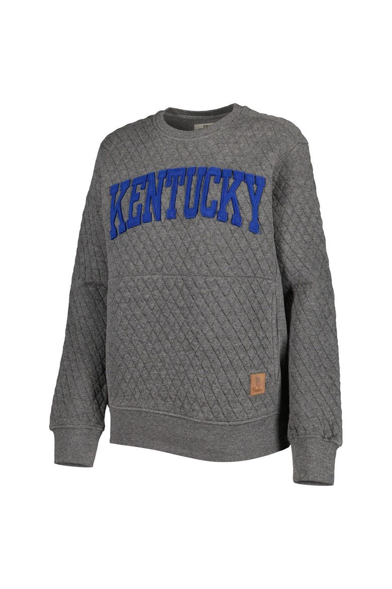 Women's Pressbox Heather Charcoal Kentucky Wildcats Moose Quilted Pullover Sweatshirt, Alternate, color, Heather Gray