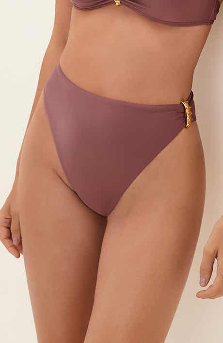 Bessie Hardware Detail High Waist Bikini Bottoms