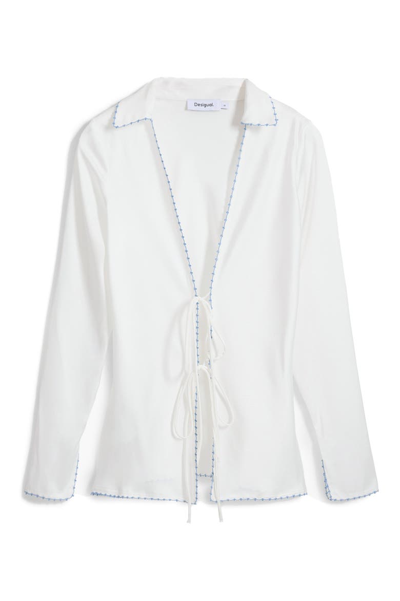 Tie Front Shirt, Alternate, color, OFF WHITE