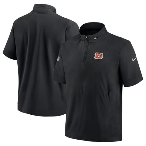 Men's Nike  Black Cincinnati Bengals Sideline Coach Short Sleeve Hoodie Quarter-Zip Jacket