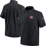 Nike Men's Nike  Black Cincinnati Bengals Sideline Coach Short Sleeve Hoodie Quarter-Zip Jacket
