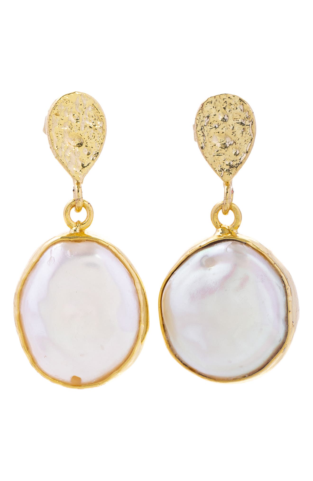 SAACHI Freshwater Pearl Full Moon Dangle Earrings