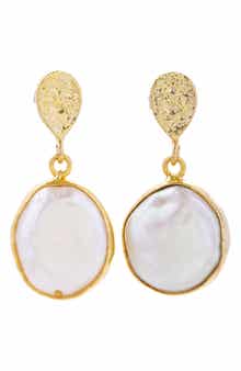 SAACHI Freshwater Pearl Full Moon Dangle Earrings