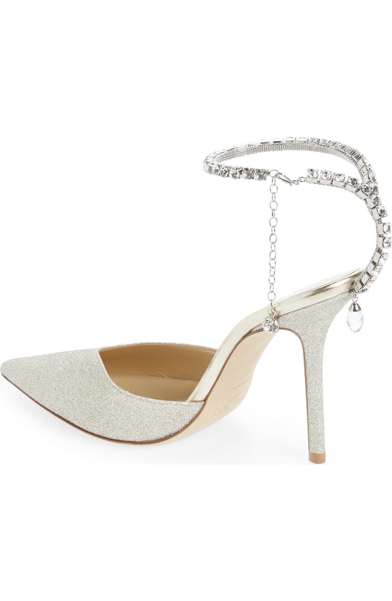 Jimmy Choo Saeda Glitter Crystal Ankle Strap Pointed Toe Pump, Alternate, color,