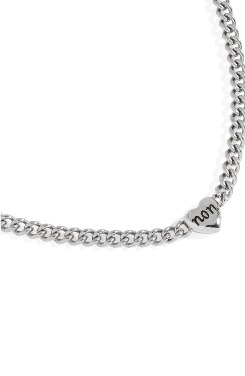 Alex and Ani Oui Non Heart Inline Necklace, Alternate, color, Silver