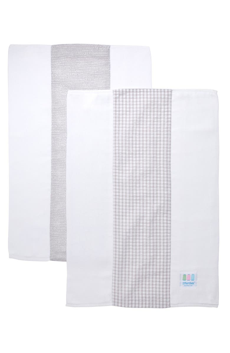 3 Marthas Dot Set of Two Burp Cloths, Alternate, color, Elephant Dot & Gray Big Check