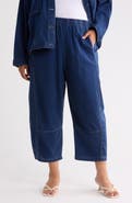 MAX STUDIO Piqué Barrel Leg Ankle Pants