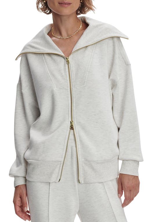 Varley Halley Zip Through Sweatshirt In Ivory Marl