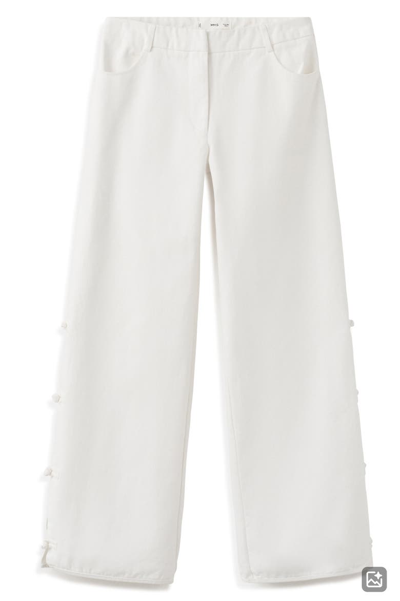 Knot Detail Straight Leg Trouser Jeans, Alternate, color, OFF WHITE