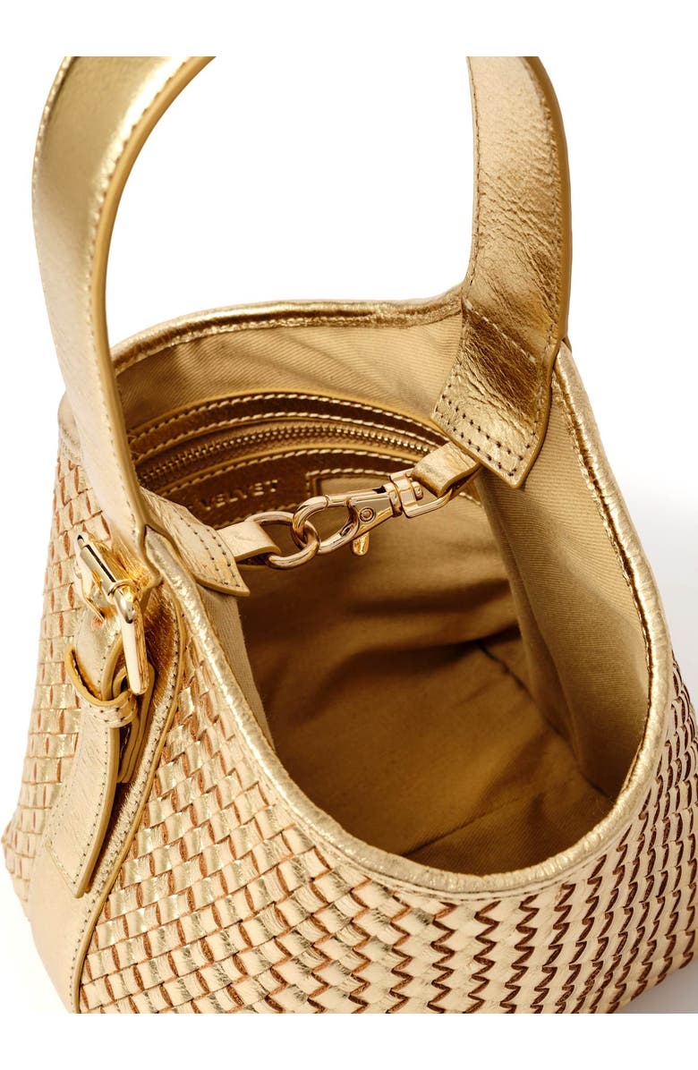 MINT VELVET Lola Gold Leather Woven Bucket Bag, Alternate, color, Gold