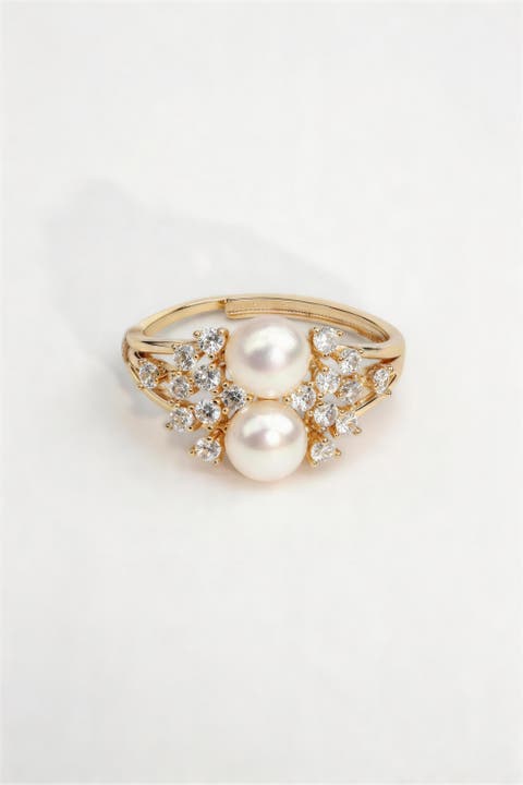 Celeste Pearl Halo Ring
