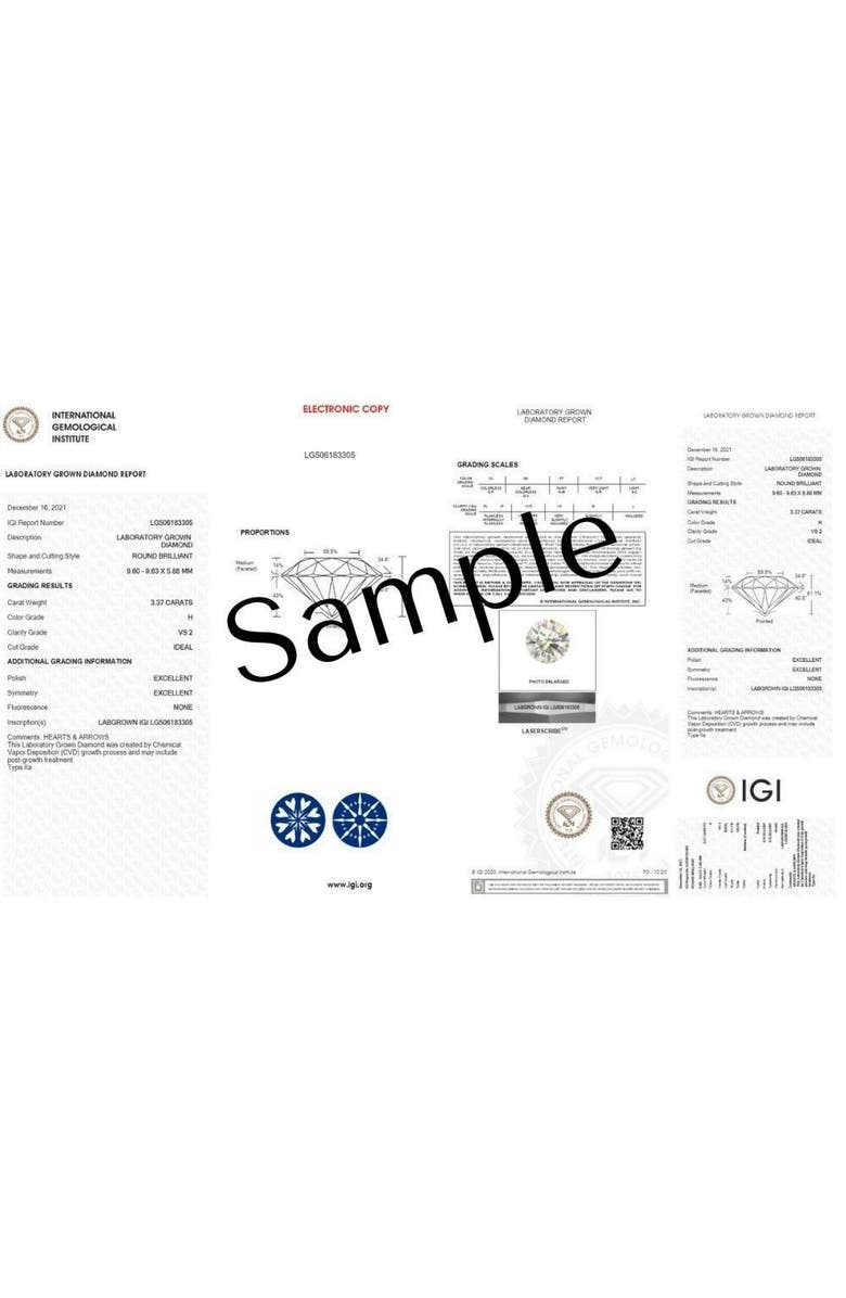 Bliss Diamond Platinum 3Ct Certified Diamond Solitaire Engagement Ring Lab Grown, Alternate, color, 