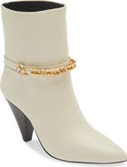 Avec Les Filles Spencer Golden Chain Pointed Toe Leather Bootie