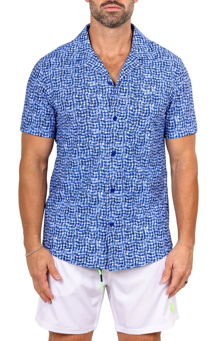 Maceoo Marthy Blue Camp Shirt, Main, color, 