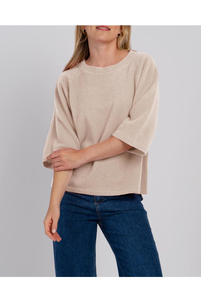Maisie 3/4 Sleeve Round Neck Sweater, Alternate, color, Champagne Marl