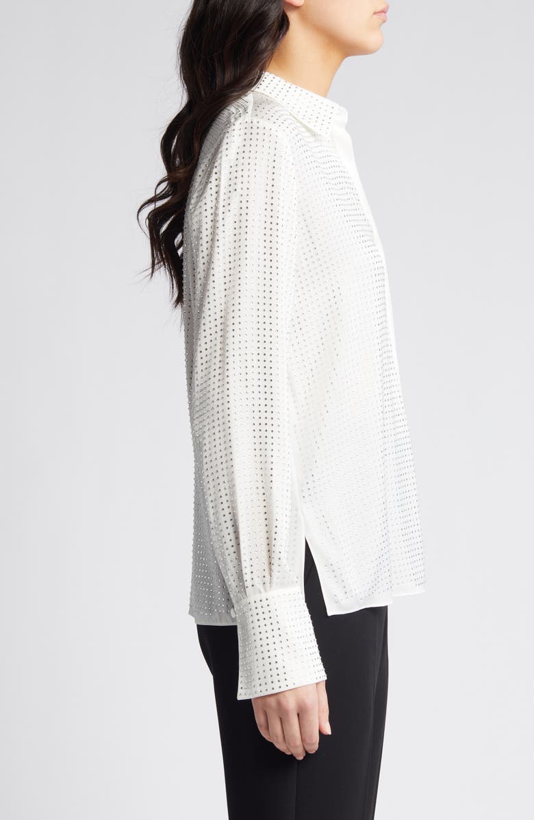 KOBI HALPERIN Renana Perforated Stretch Silk Shirt, Alternate, color, 