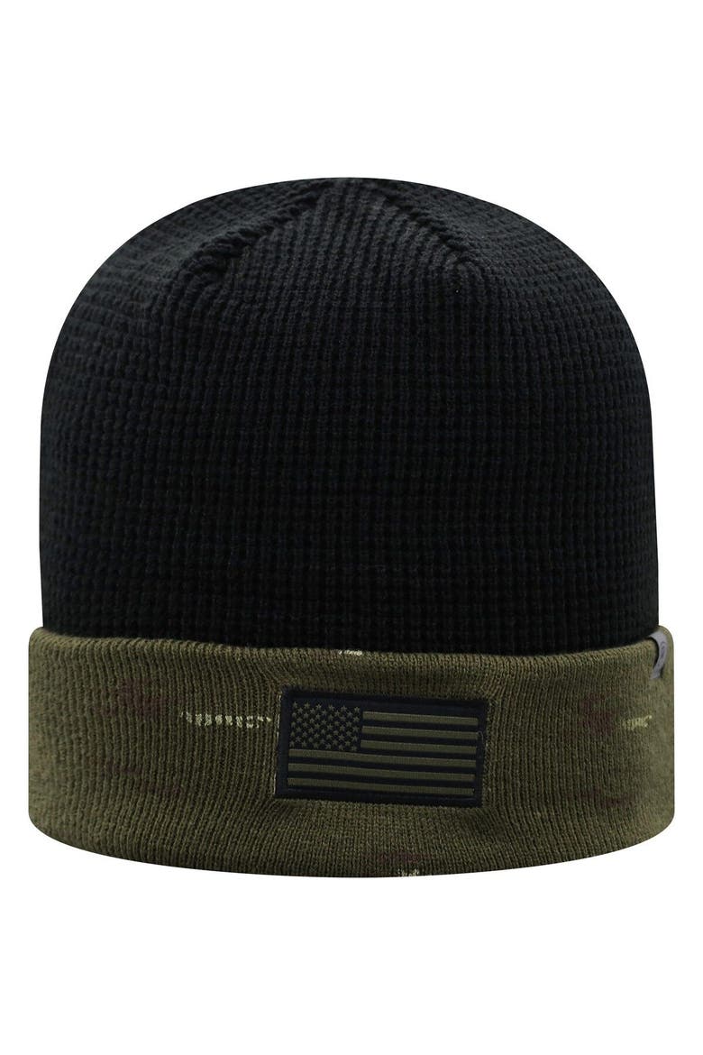 Men's Top of the World Olive/Black Indiana Hoosiers OHT Military Appreciation Skully Cuffed Knit Hat, Alternate, color, Olive