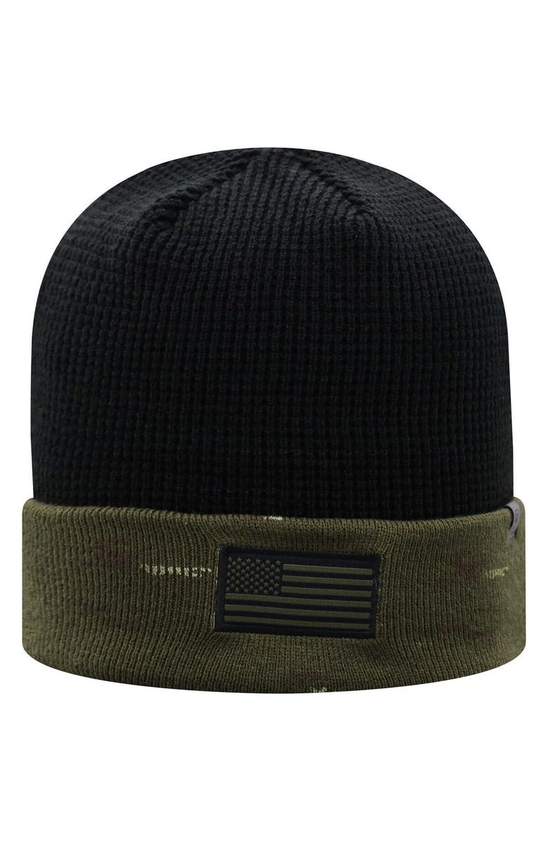 TOP OF THE WORLD Men's Top of the World Olive/Black Indiana Hoosiers OHT Military Appreciation Skully Cuffed Knit Hat, Alternate, color, Olive