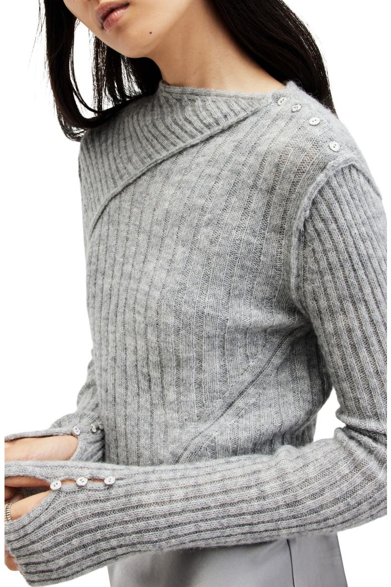 Amos Two-Piece Sweater & Satin Dress, Alternate, color, GREY MARL