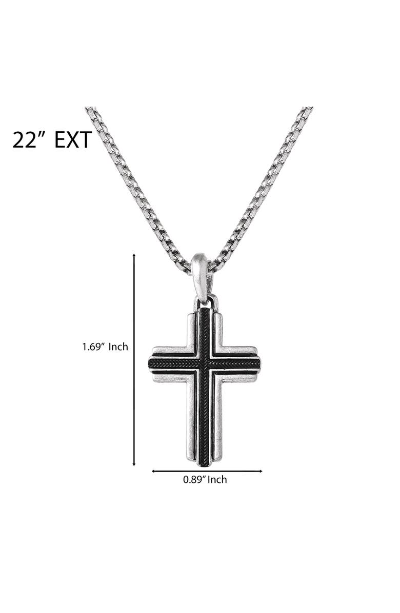Lucky Brand Silver Cross Pendant Necklace, Alternate, color, 48