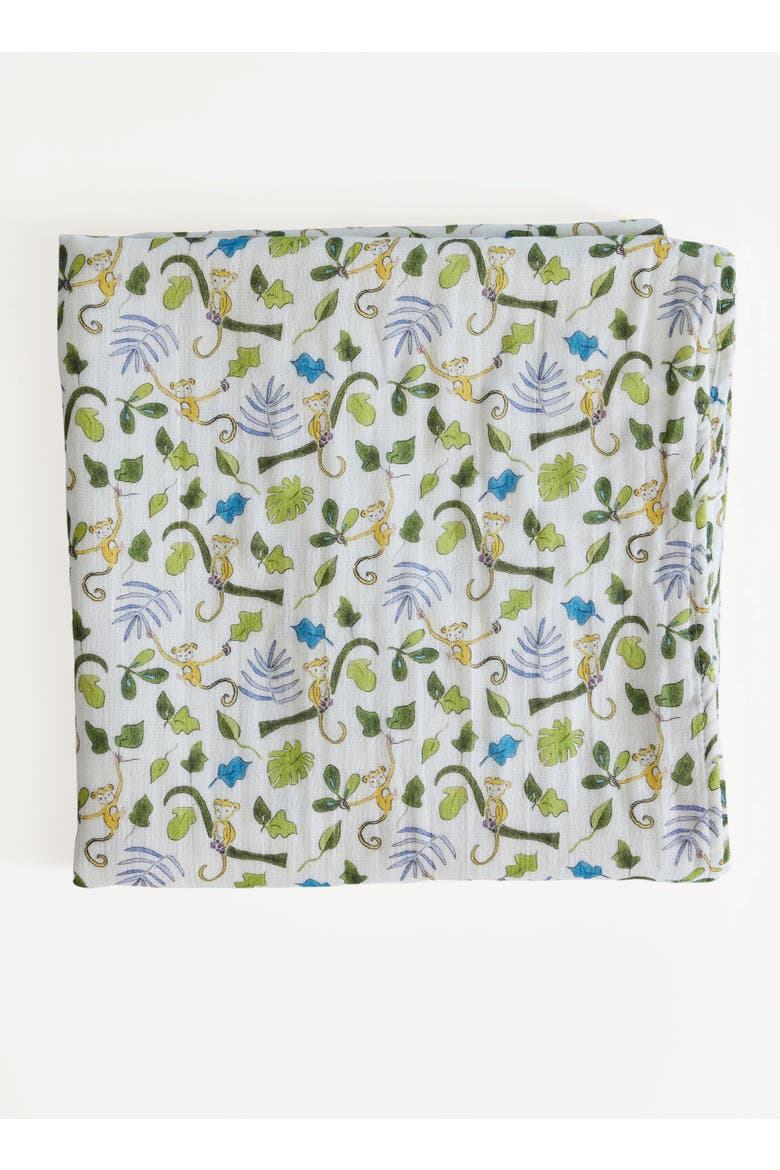 Happy Monkey Shawl Blanket, Main, color, Green Multi