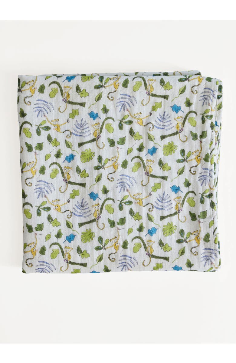 Timo & Violet Happy Monkey Shawl Blanket, Main, color, Green Multi