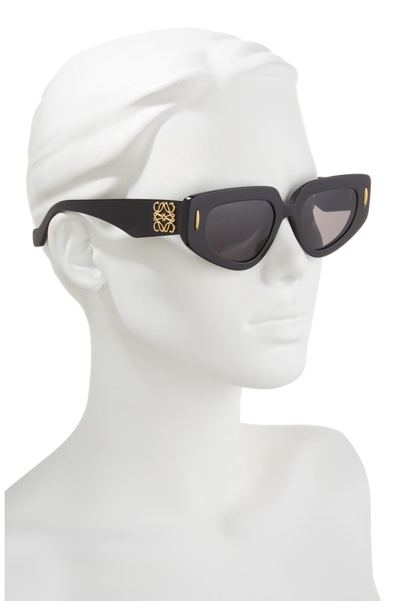 Anagram 51mm Geometric Sunglasses, Alternate, color, SHINY BLACK / SMOKE