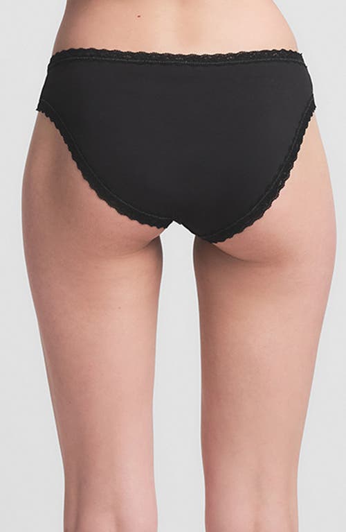Skims Lightweight Cotton Lace Trim Briefs In Soot Tonal