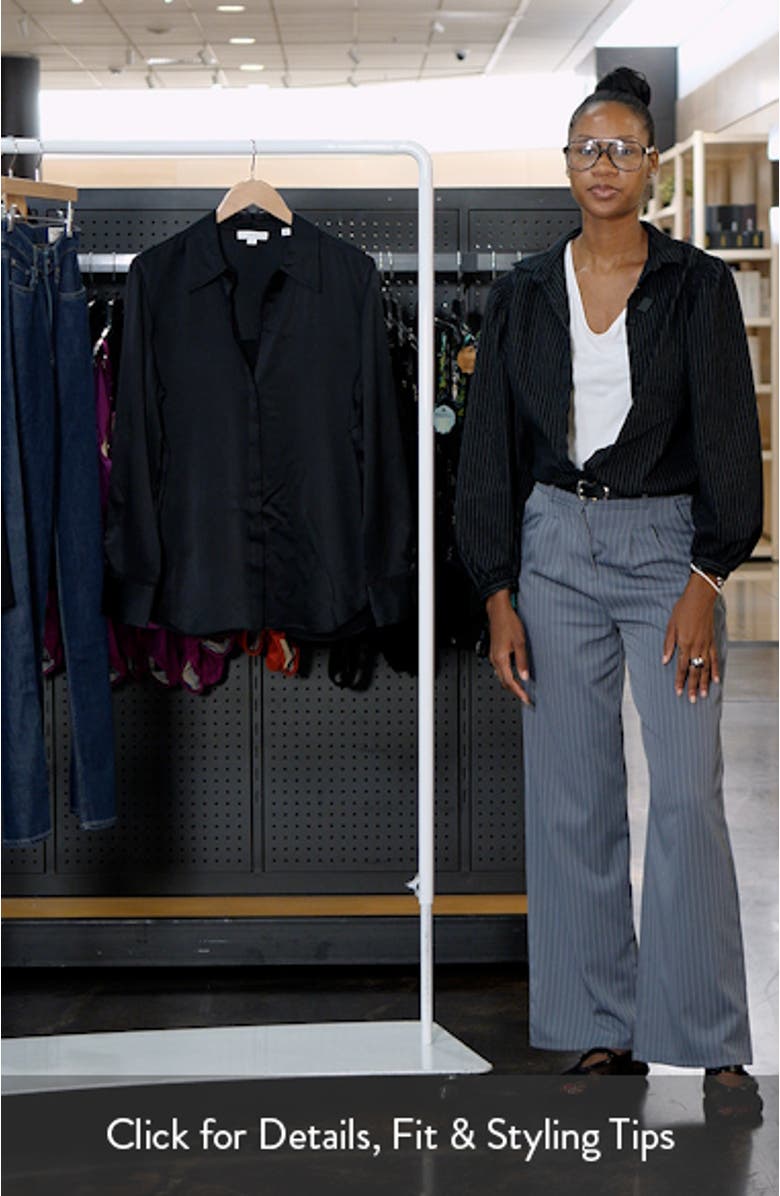 Relaxed Lace Trim Placket Silk Satin Button-Up Shirt, sales video thumbnail