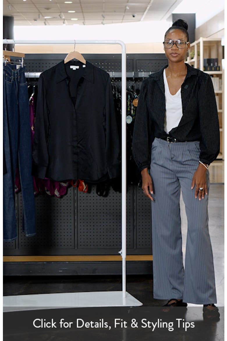Relaxed Lace Trim Placket Silk Satin Button-Up Shirt video