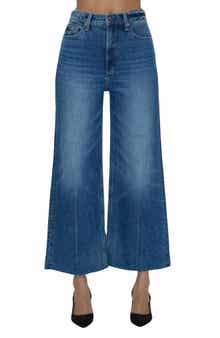 Pistola Lana Raw Hem Ankle Wide Leg Jeans